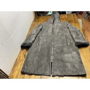 Ralph Lauren Gray Faux Suede/Shearling Long Coat Women's Size Large